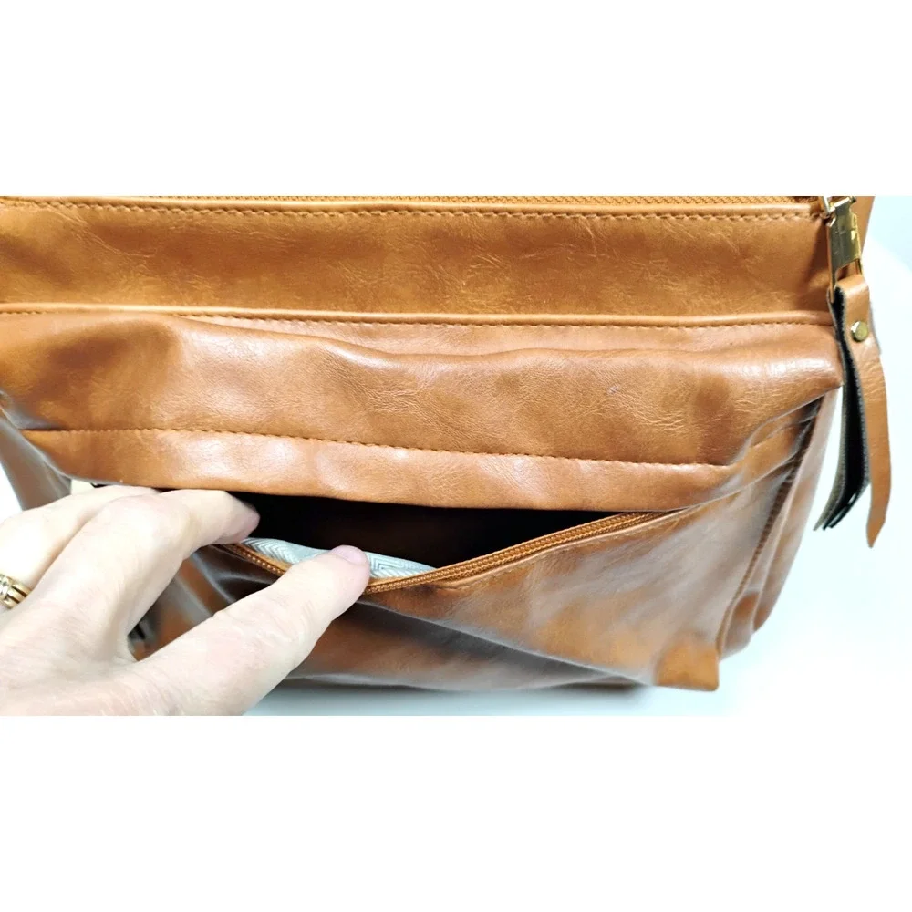 Modem & Chic Cognac Convertible Backpack Purse Boho Reversible SW Strap